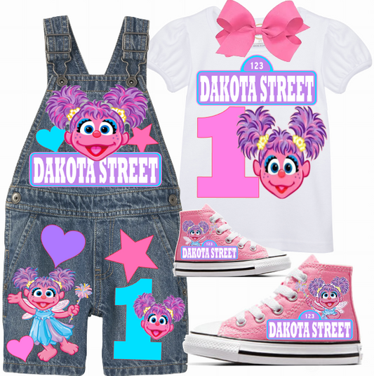 Abby Cadabby Short Overalls-Abby Cadabby Birthday Overalls-Abby Cadabby Birthday outfit