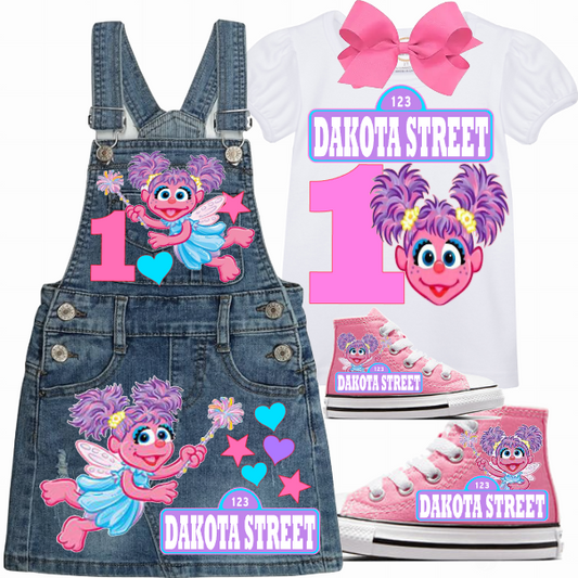 Abby Cadabby Skirt Overalls-Abby Cadabby Birthday Overalls-Abby Cadabby Birthday outfit