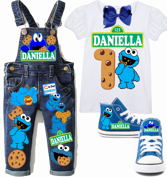 Cookie Monster Overalls-Cookie Monster Birthday Overalls-Cookie Monster Birthday outfit