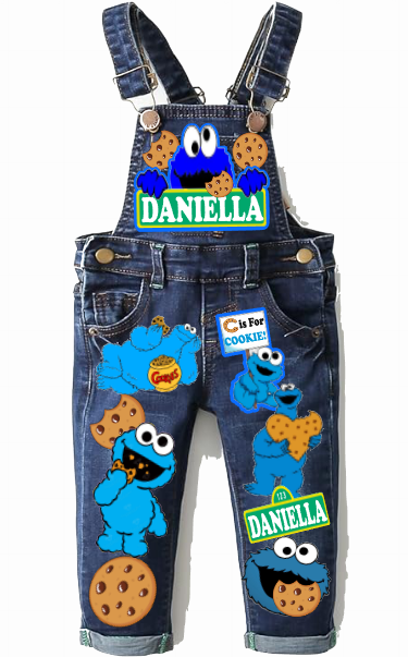 Cookie Monster Overalls-Cookie Monster Birthday Overalls-Cookie Monster Birthday outfit