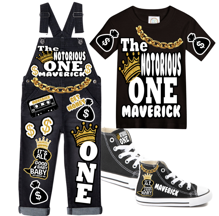 Notorious ONE overalls-Notorious ONE outfit-Notorious ONE birthday shirt-Notorious ONE birthday outfit