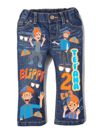 Blippi Girls denim outfit-Blippi Denim Set-Blippi Birthday outfit-Blippi Jean outfit