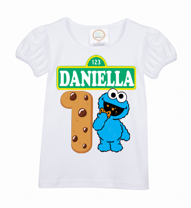 Cookie Monster Girls denim outfit-Cookie Monster Denim Set-Cookie Monster Birthday outfit-Cookie Monster Jean outfit