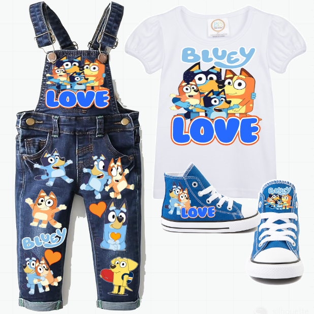 Bluey Overalls-Bluey Birthday Overalls-Bluey Birthday outfit