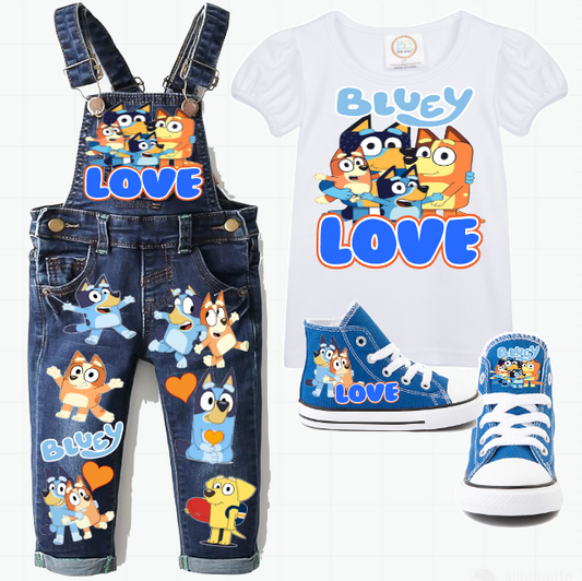 Bluey Overalls-Bluey Birthday Overalls-Bluey Birthday outfit