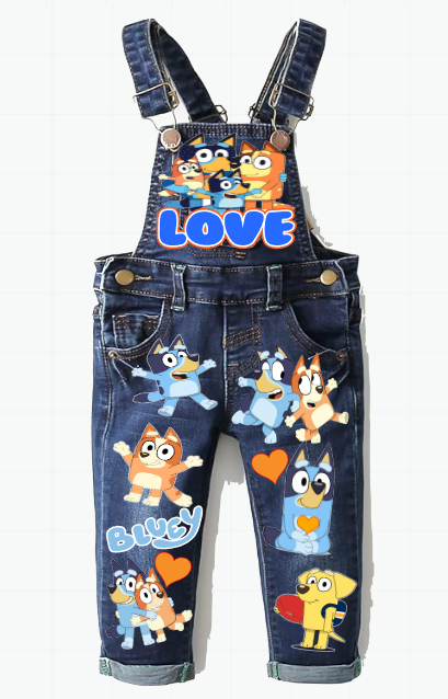 Bluey Overalls-Bluey Birthday Overalls-Bluey Birthday outfit