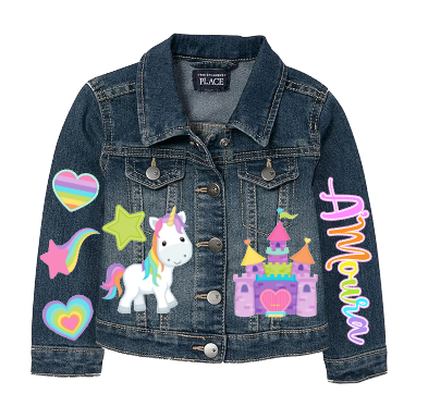 Unicorn Girls denim outfit-Unicorn Denim Set-Unicorn Birthday outfit-Unicorn Jean outfit