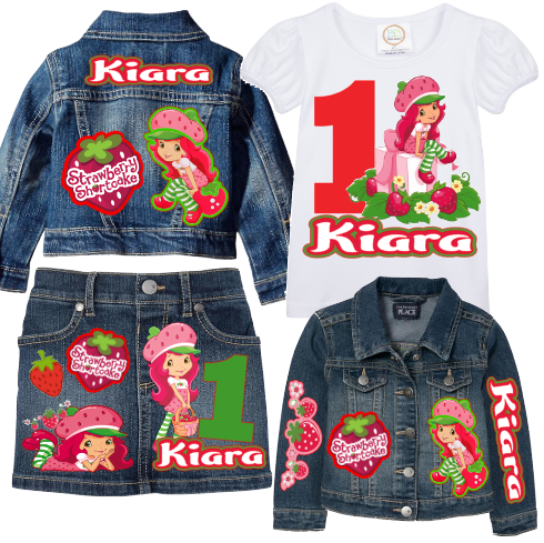 Strawberry Shortcake Skirt Set-Strawberry Shortcake denim outfit-Strawberry Shortcake Birthday outfit