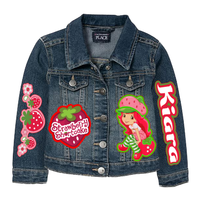 Strawberry Shortcake Girls denim outfit-Strawberry Shortcake Denim Set-Strawberry Shortcake Birthday outfit-Strawberry Shortcake Jean outfit