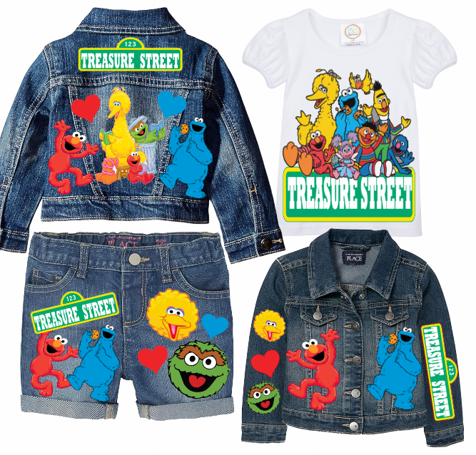 Sesame street Short Set-Sesame street  Birthday outfit-Sesame street denim Birthday outfit