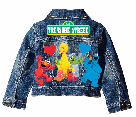 Sesame street Girls denim outfit-Sesame street Denim Set-Sesame street Birthday outfit-Sesame street Jean outfit