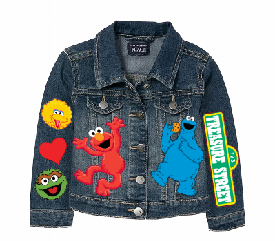 Sesame street Girls denim outfit-Sesame street Denim Set-Sesame street Birthday outfit-Sesame street Jean outfit