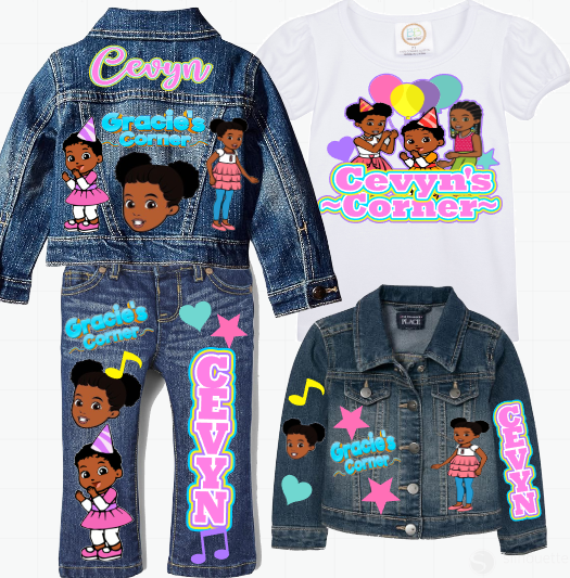 Gracie's Corner Girls denim outfit-Gracie's Corner Denim Set-Gracie's Corner Birthday outfit-Gracie's Corner Jean outfit