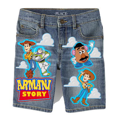 Toy Story Short Set-Toy Story Birthday outfit-Toy Story denim Birthday outfit-Boys Toy Story Short Outfit