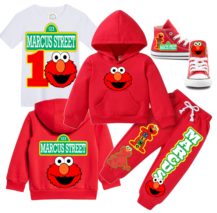 Elmo boys outfit - Elmo Jogger Set-Boys Elmo Hoodie set- Elmo Birthday outfit