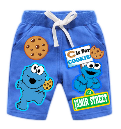 Cookie Monster Short Set-Cookie Monster Birthday outfit-Cookie Monster Short Jogger Birthday outfit