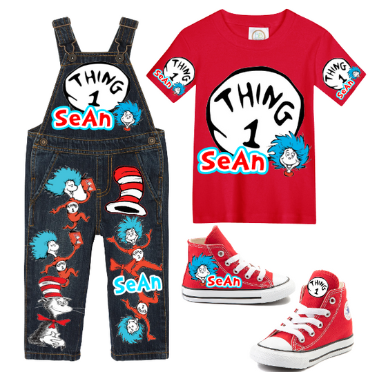 Cat in the hat overalls- Cat in the hat outfit-Cat in the hat overalls-Cat in the hat birthday-Thing 1 thing 2 overalls