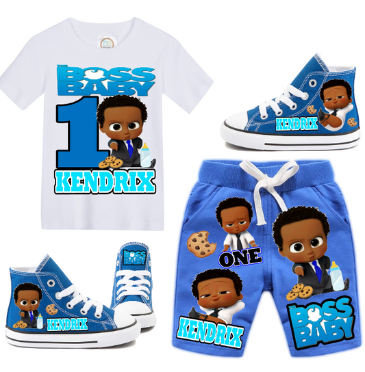 Boss Baby Short Set-Boss Baby Birthday outfit-Boss Baby Short Jogger Birthday outfit