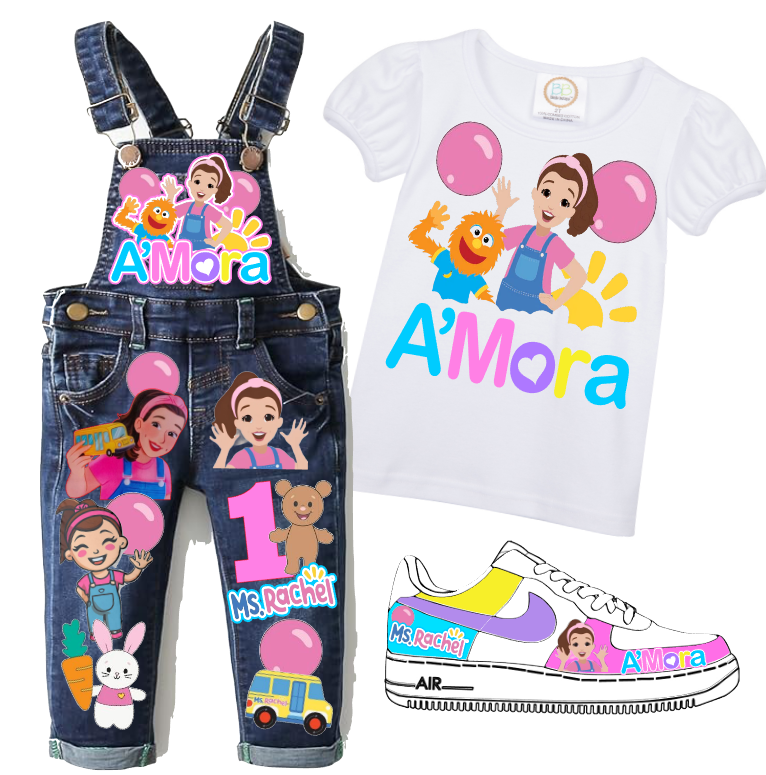 Ms. Rachel overalls-Ms. Rachel outfit-Ms. Rachel birthday shirt-Ms. Rachel birthday outfit