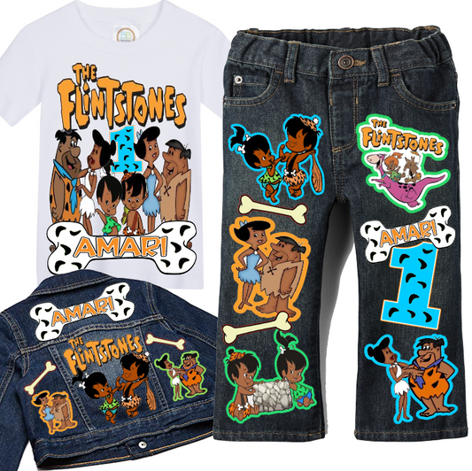 The Flintstones boys outfit -The Flintstones Denim Set-Boys The Flintstones denim set- The Flintstones Birthday outfit