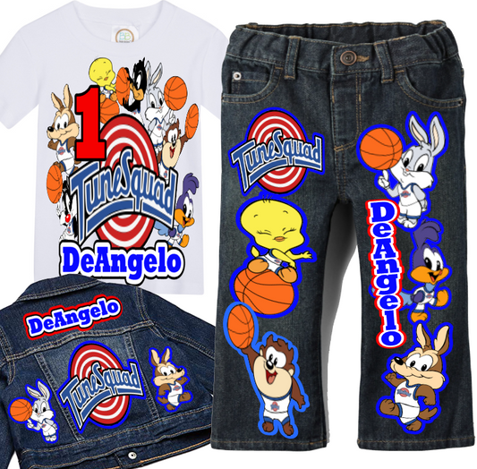 Space jam boys outfit - Space jam Denim Set-Boys Space jam denim set- Space jam Birthday outfit