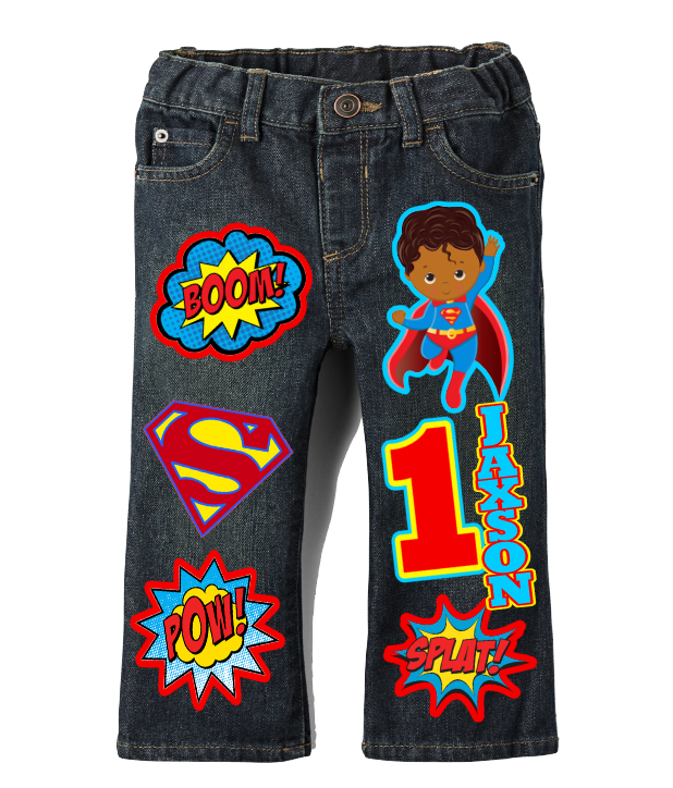 Superman Denim Set-Boys superman denim set- superman Birthday outfit-superman boys outfit