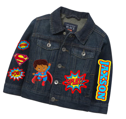 Superman Denim Set-Boys superman denim set- superman Birthday outfit-superman boys outfit