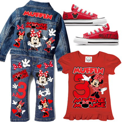 Minnie girls denim outfit-Minnie Denim Set-Minnie Birthday outfit-Minnie Jean outfit