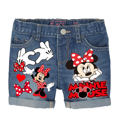 Minnie Mouse Short Set-Minnie Mouse Birthday outfit-Minnie mouse denim Birthday outfit