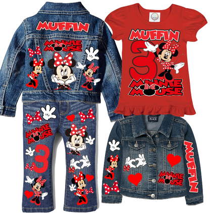 Minnie girls denim outfit-Minnie Denim Set-Minnie Birthday outfit-Minnie Jean outfit