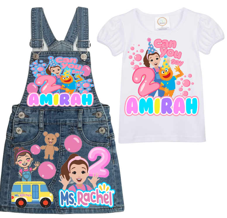Ms. Rachel Overalls-Ms. Rachel Birthday Overalls-Ms. Rachel Birthday outfit-Ms. Rachel Outfit-Ms. Rachel skirt overalls