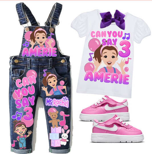 Ms. Rachel overalls-Ms. Rachel outfit-Ms. Rachel birthday shirt-Ms. Rachel birthday outfit