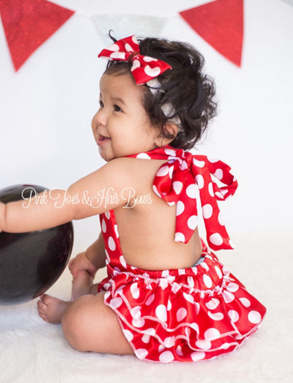 Minnie Mouse Romper-Minnie Mouse cake smash-Minnie mouse outfit-Minnie Mouse-Polka dot Romper