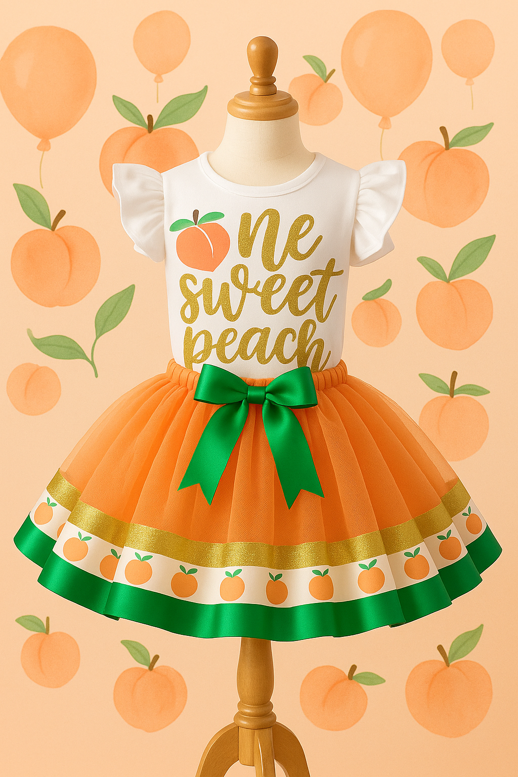 Peach tutu set- peach outfit- peach dress- peach birthday outfit- one sweet peach outfit