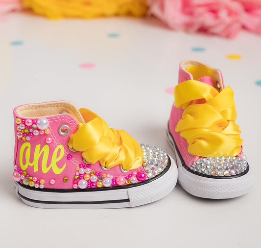 Lemonade shoes- Lemonade Converse-Lemonade Bling Shoes-Sunshine bling converse