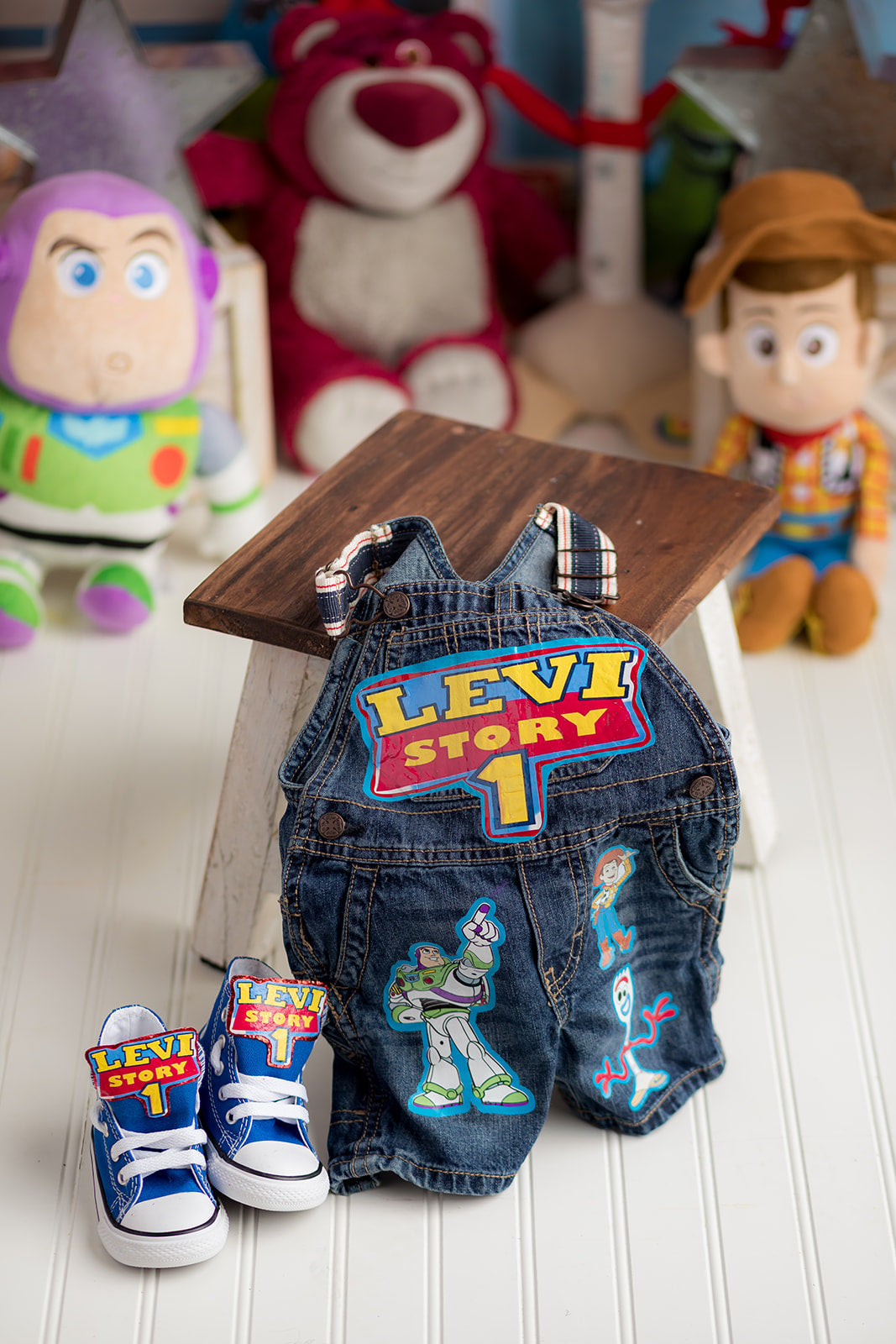 Toy story inspired custom fashion overalls