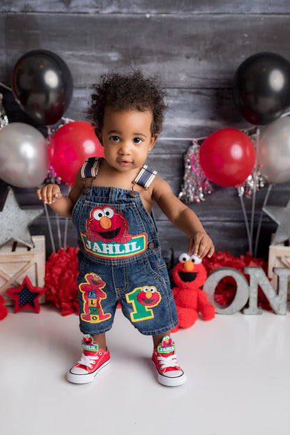 Elmo Overalls-Elmo Birthday Overalls-Elmo Birthday outfit