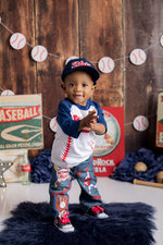 Load image into Gallery viewer, Baseball Denim Set-Boys Baseball denim set-Baseball Birthday outfit-Baseball boys outfit
