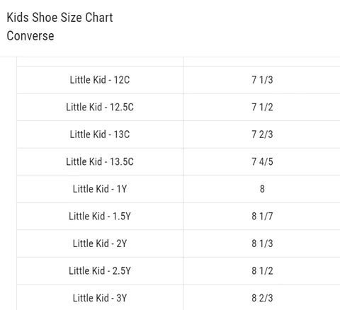 Girls converse size clearance 8