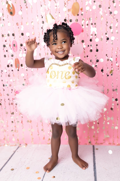First birthday dress-first birthday tutu dress- Pink And Gold Tutu Dress-Pink and gold dress-Birthday dress