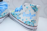 Load image into Gallery viewer, Frozen shoes- Frozen  bling Converse-Girls Frozen  Shoes-Elsa Shoes
