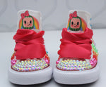 Load image into Gallery viewer, Cocomelon shoes- Cocomelon bling Converse-Girls Cocomelon Shoes-Cocomelon Converse
