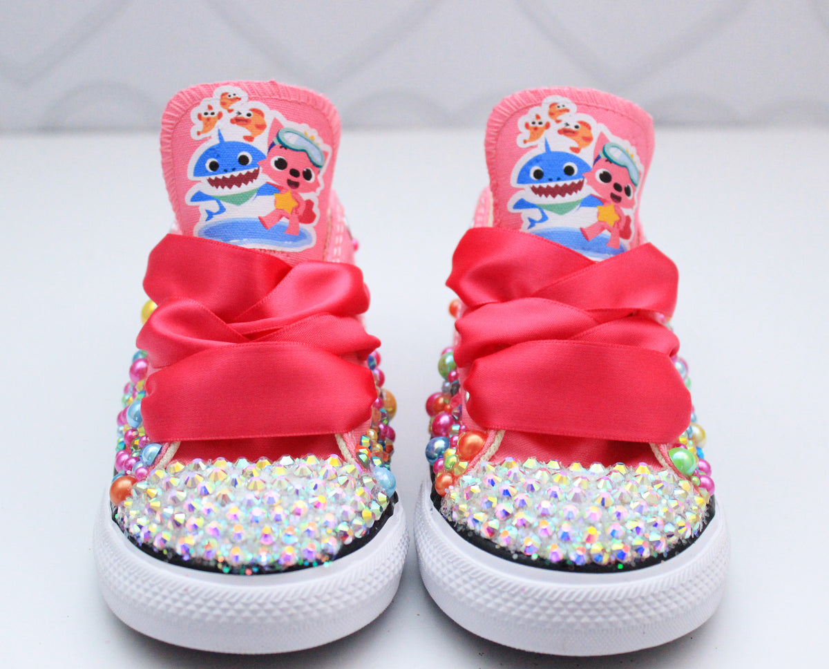 Baby shark shoes- Baby shark bling Converse-Girls Baby shark Shoes ...
