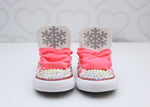 Load image into Gallery viewer, Winter Wonderland shoes- Winter Wonderland bling Converse-Girls Winter Wonderland Shoes-Snowflake shoes
