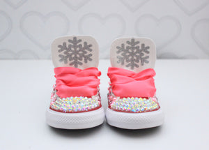 Winter Wonderland shoes- Winter Wonderland bling Converse-Girls Winter Wonderland Shoes-Snowflake shoes