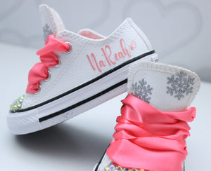 Winter Wonderland shoes- Winter Wonderland Converse-Girls Winter Wonderland Shoes-Snowflake shoes