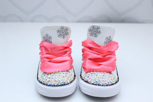 Winter Wonderland shoes- Winter Wonderland Converse-Girls Winter Wonderland Shoes-Snowflake shoes