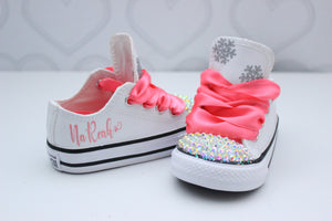 Winter Wonderland shoes- Winter Wonderland Converse-Girls Winter Wonderland Shoes-Snowflake shoes