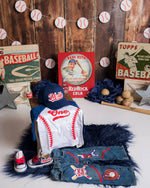 Load image into Gallery viewer, Baseball Denim Set-Boys Baseball denim set-Baseball Birthday outfit-Baseball boys outfit
