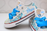 Load image into Gallery viewer, Frozen shoes- Frozen  bling Converse-Girls Frozen  Shoes-Elsa Shoes
